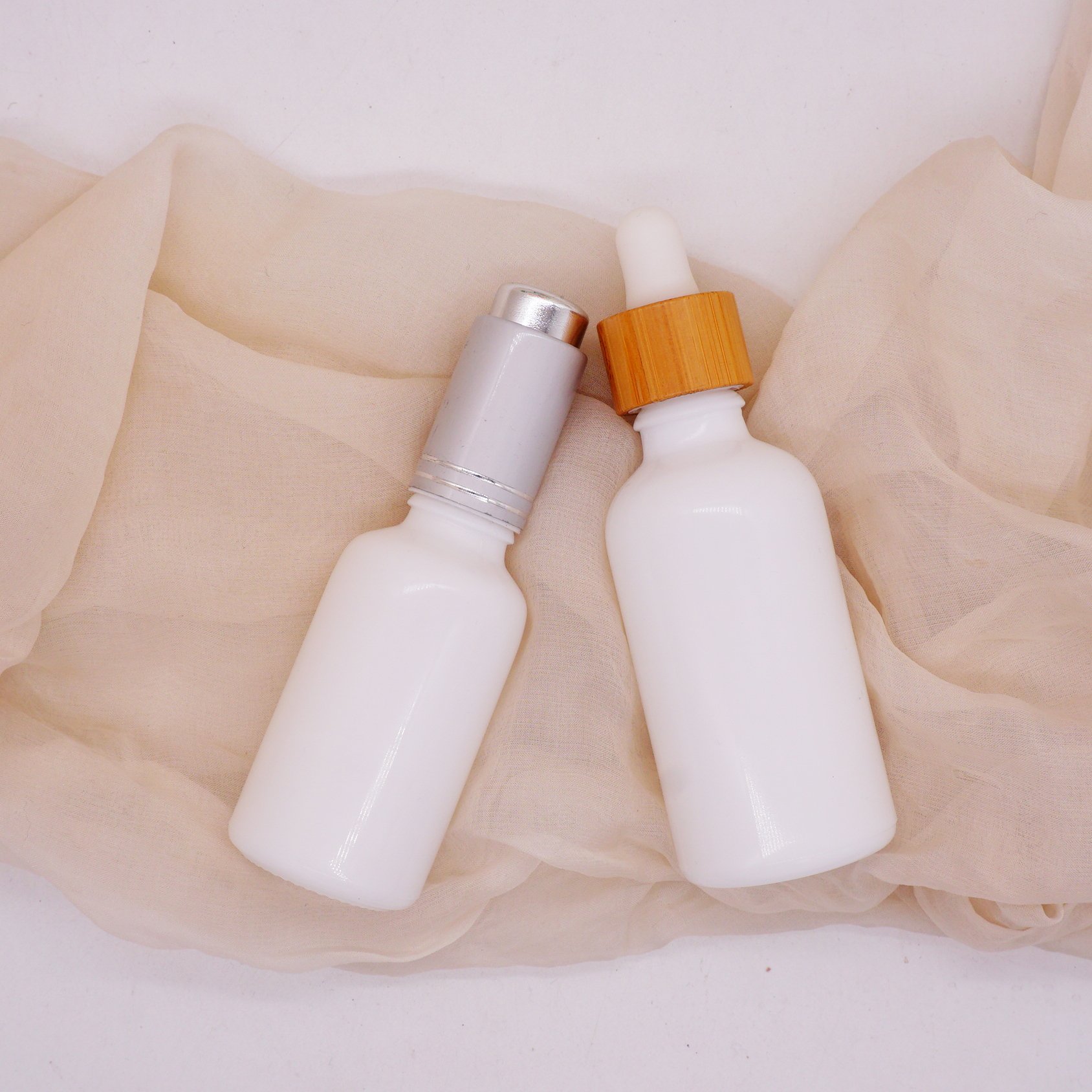 5ml 10ml 20m 30ml white glass dropper bottle with white dropper