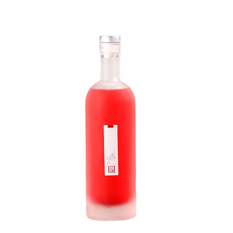Wholesale Custom 375ml 500ml Long Neck Empty Beverages Alcohol Spirit Clear Frosting Wine Bottle Glass Liquor Bottle