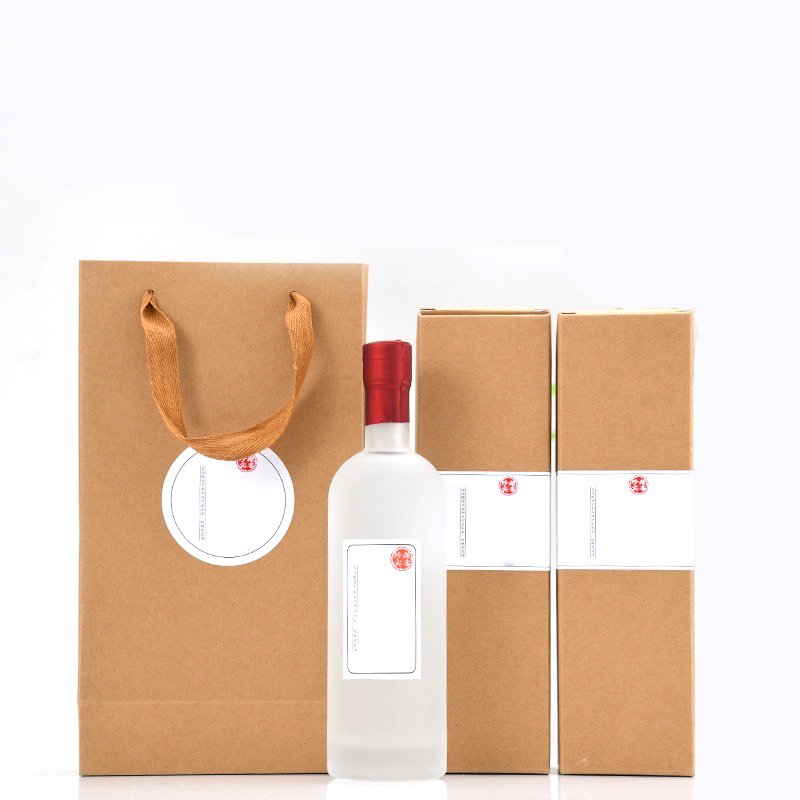 Wholesale Custom 375ml 500ml Long Neck Empty Beverages Alcohol Spirit Clear Frosting Wine Bottle Glass Liquor Bottle