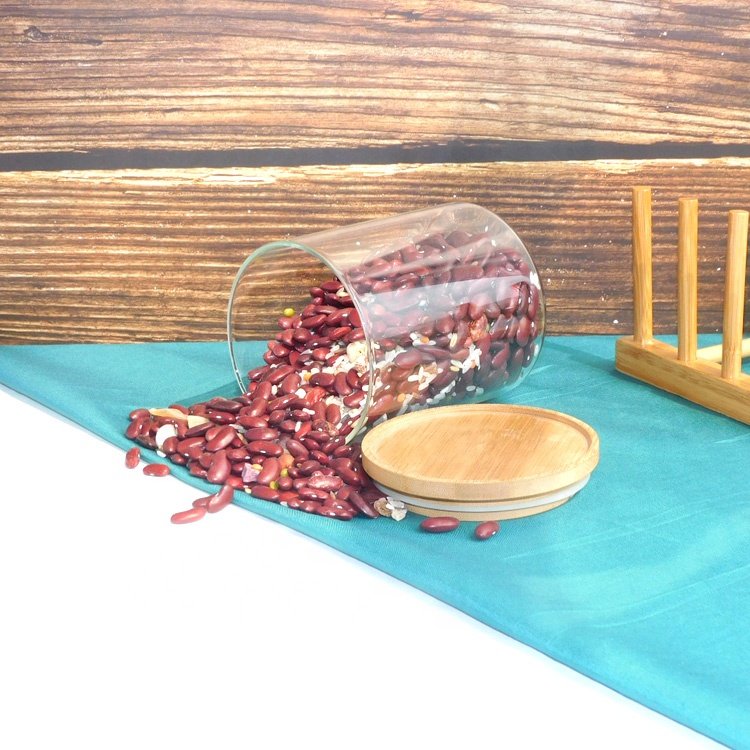 Multifunction Stackable Storage Spice Glass Bottle Jar with Bamboo Wood Lid For Kitchen Herb Food