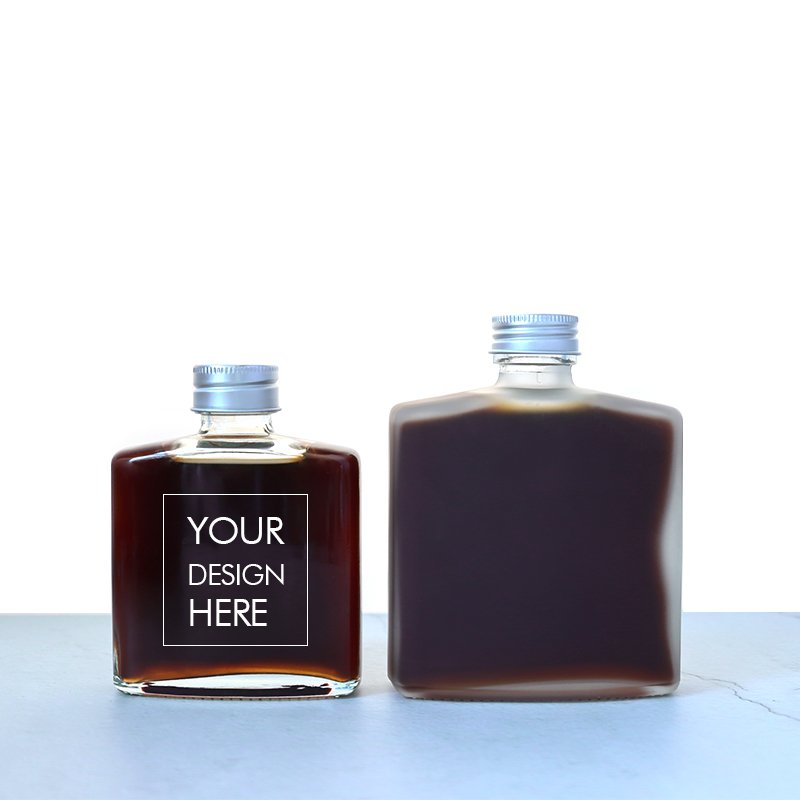 Glass Beverage Bottles 50ml 100ml 200ml 250ml 500ml Flat Square Cold Brew Coffee Bottle Juice Drink Glass Honey Soda Bottle