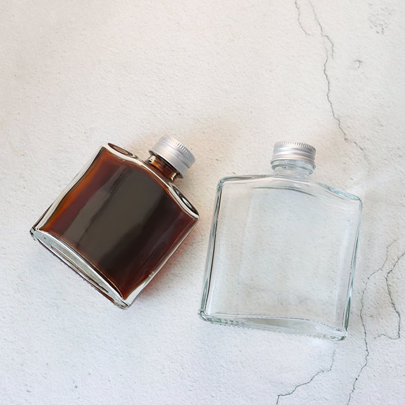 Glass Beverage Bottles 50ml 100ml 200ml 250ml 500ml Flat Square Cold Brew Coffee Bottle Juice Drink Glass Honey Soda Bottle