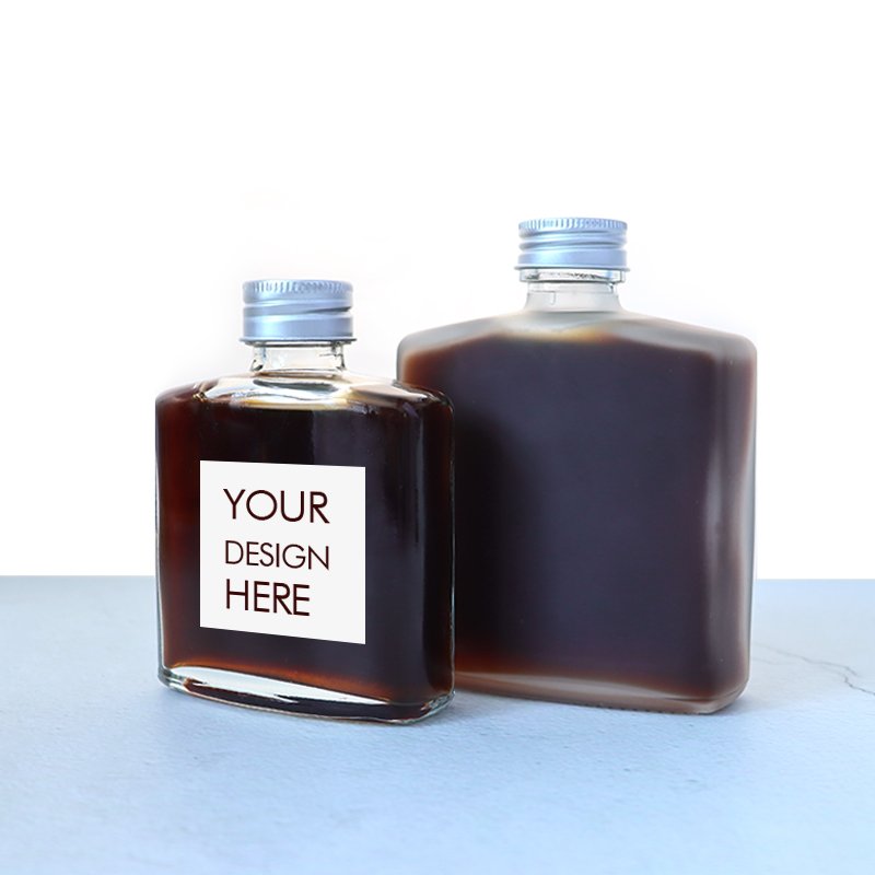 Glass Beverage Bottles 50ml 100ml 200ml 250ml 500ml Flat Square Cold Brew Coffee Bottle Juice Drink Glass Honey Soda Bottle