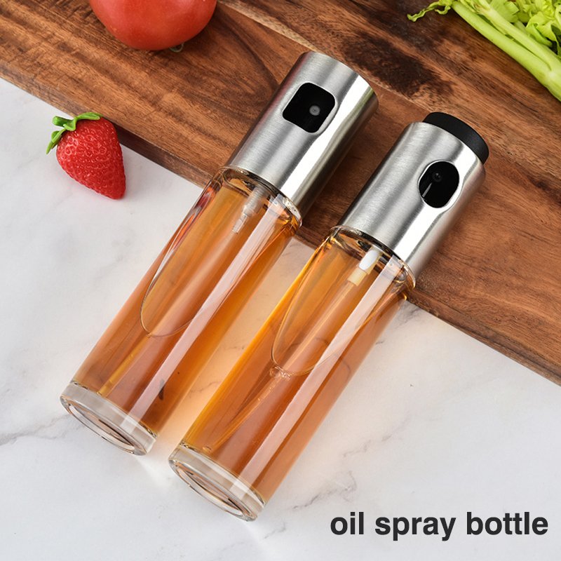 Kitchen Stainless Steel 100ml Olive Oil Spray Glass Bottle for BBQ Cooking