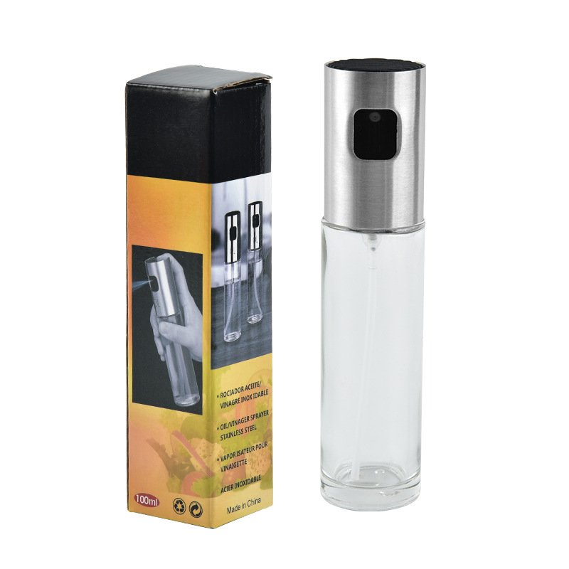 Kitchen Stainless Steel 100ml Olive Oil Spray Glass Bottle for BBQ Cooking