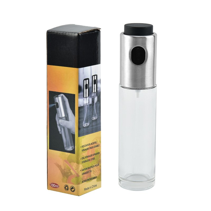 Kitchen Stainless Steel 100ml Olive Oil Spray Glass Bottle for BBQ Cooking