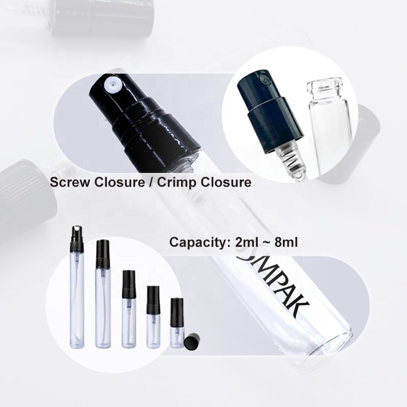 Luxury Cosmetic Packaging Small Fragrance Vials 10 Ml Empty Mist Spray Perfume Glass Bottle With Pump