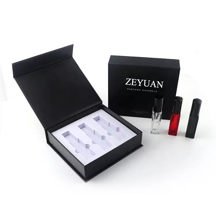 Hot sale luxury 10ml Square clear empty portable Perfume glass Bottle Refillable mist with black gift cardboard box