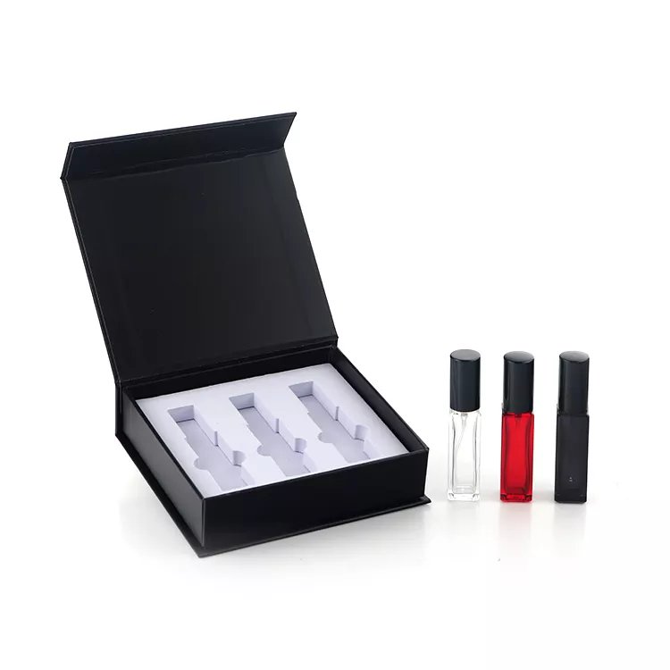 Hot sale luxury 10ml Square clear empty portable Perfume glass Bottle Refillable mist with black gift cardboard box