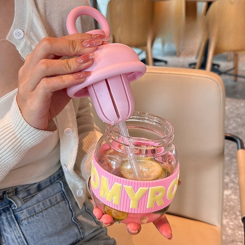 New Portable Water Clear Plastic Cups Summer Outdoor Sports Bottle Glass Bottle For Student Children With Fashion Style