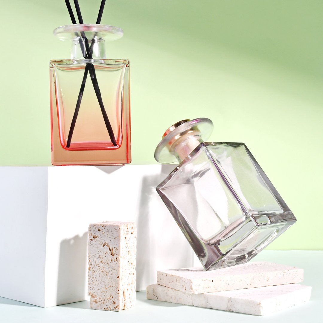 Custom Square Packing Glass Bottle Perfume Essential Oil Reed Aroma Reed Diffuser Sets Fragrance Scented Diffuser For Home