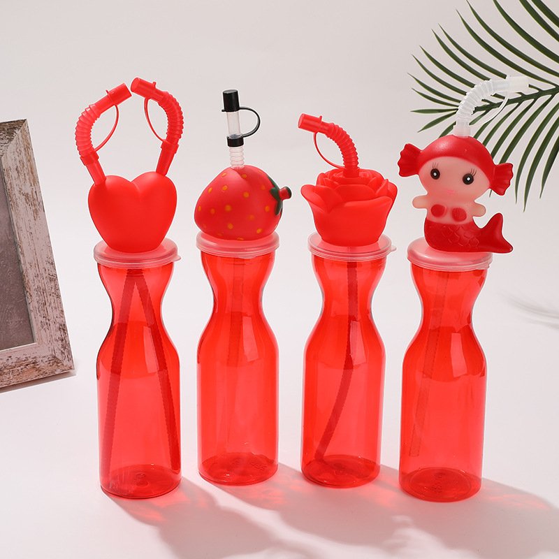 500ML Party Slush Beverage Plastic Yard Cups Glass Juice Bottle with Straw