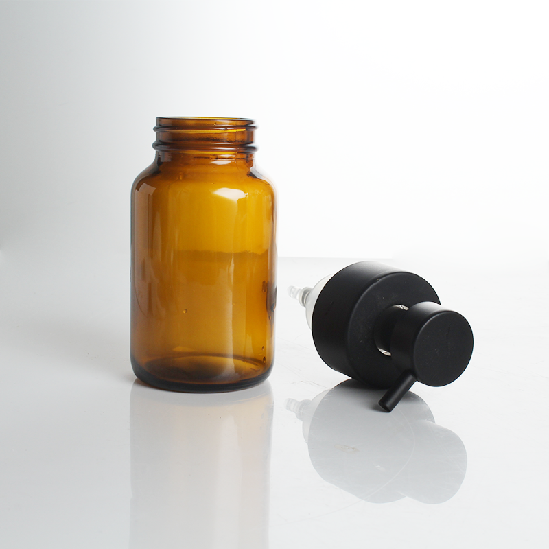 200ml Amber Glass Foam Liquid Soap Dispenser for Bathroom & Kitchen Refillable Modern Foam Pump Bottle