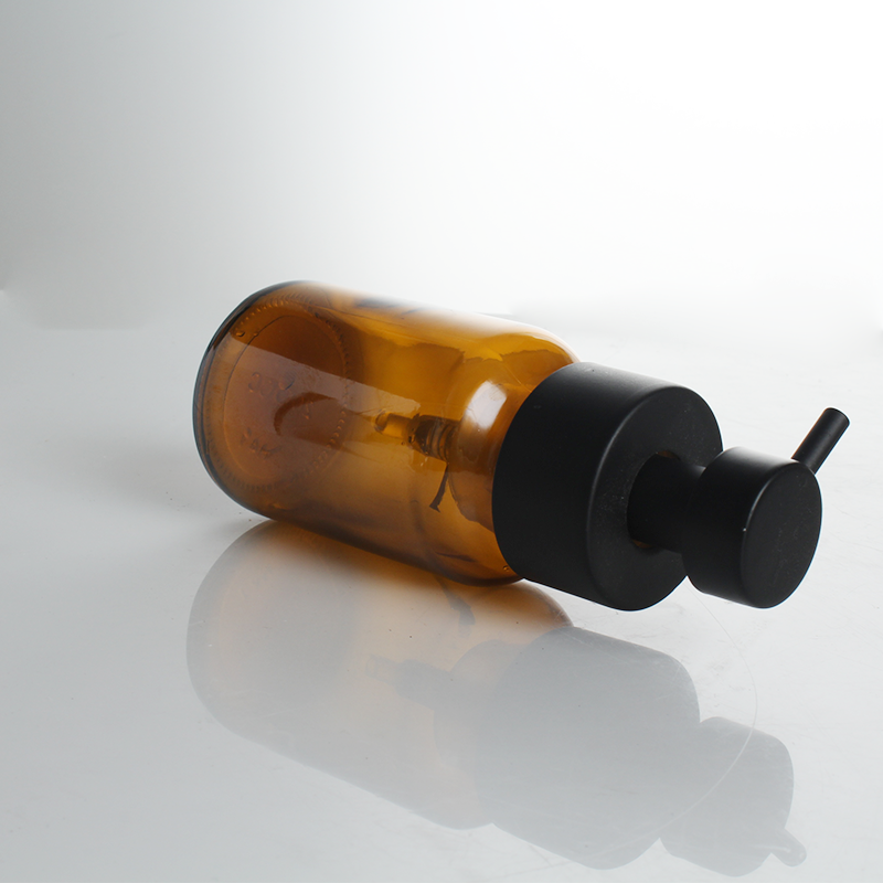 200ml Amber Glass Foam Liquid Soap Dispenser for Bathroom & Kitchen Refillable Modern Foam Pump Bottle