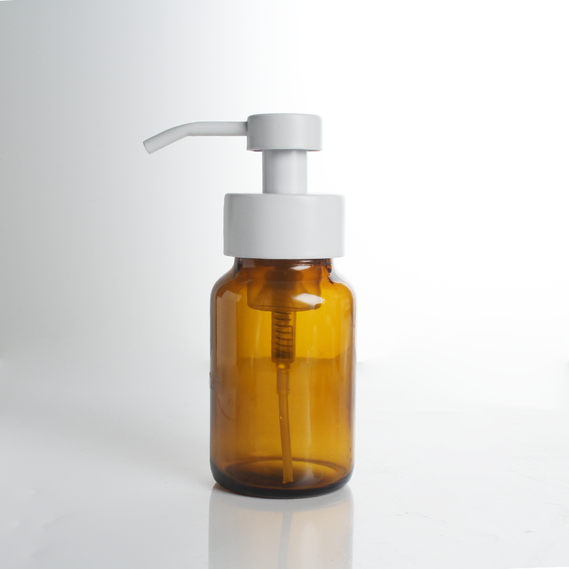 200ml Amber Glass Foam Liquid Soap Dispenser for Bathroom & Kitchen Refillable Modern Foam Pump Bottle
