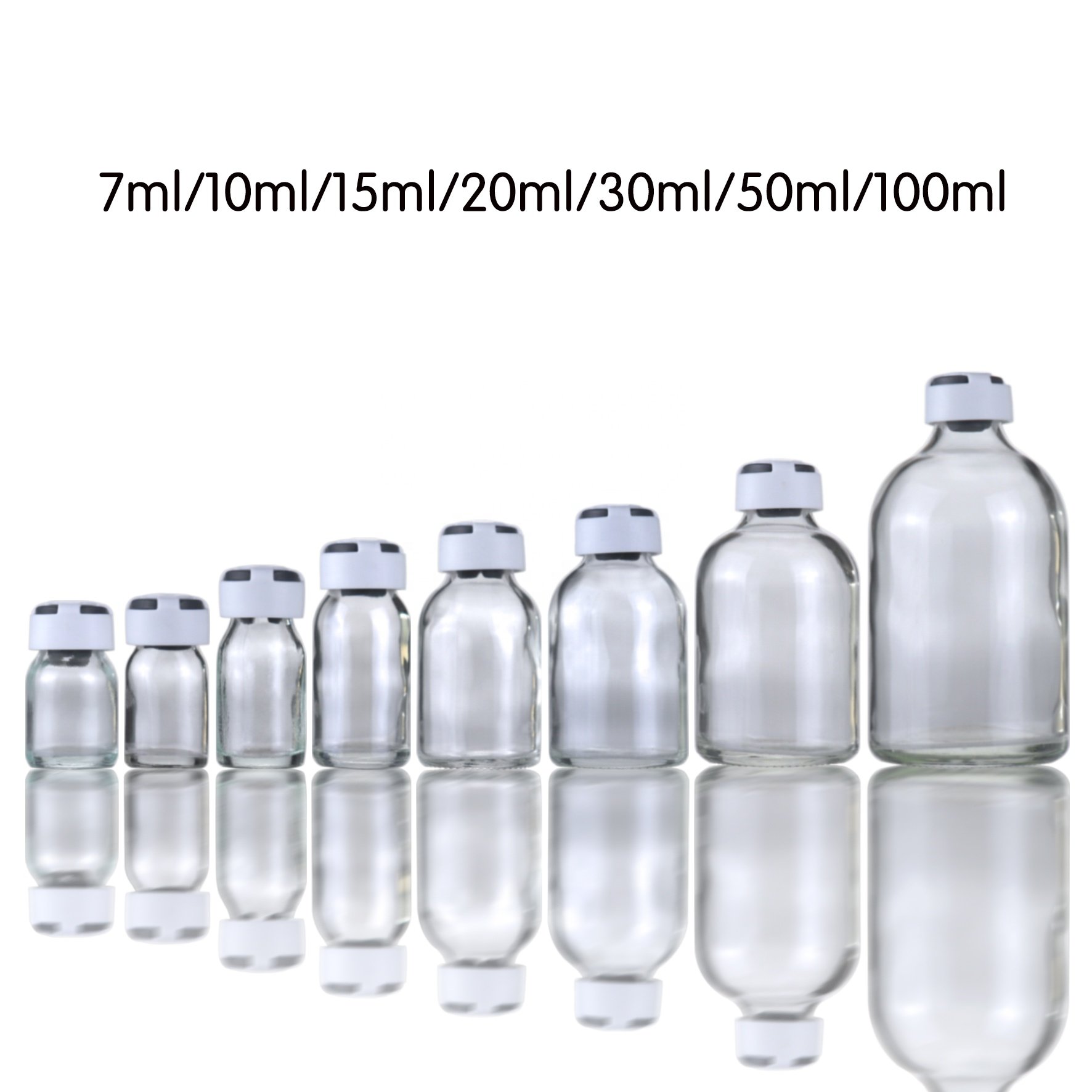 Sterile Empty Glass Vials 7ml 10ml 20ml 30ml 50ml 100ml Round Medical glass bottle for Injection