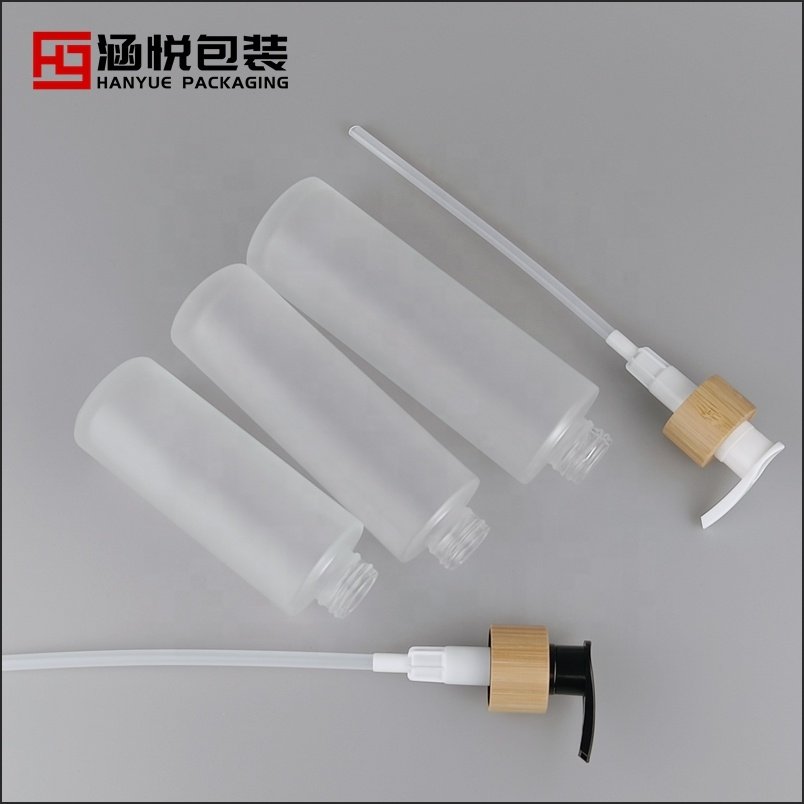 Flat shoulder glass bottle 30 ml 40 ml 50 ml 60 ml 100ml 120ml 150ml frosted glass bottle with bamboo spray pump