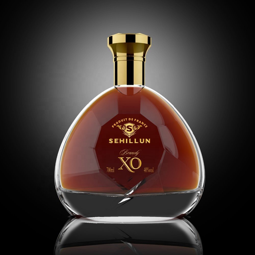 Luxury Clear Glass Liquor Bottle with Heavy Cap Silver Hot Stamping decal glass bottles