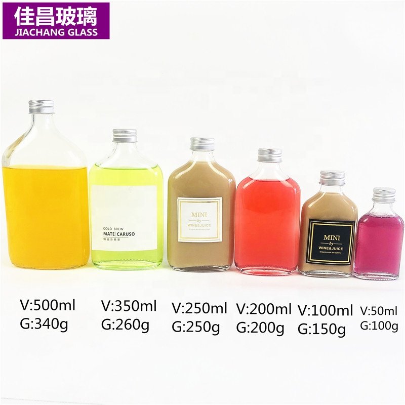Wholesale Flat Beverage Glass Bottle Small Bottle Empty Wine Bottle