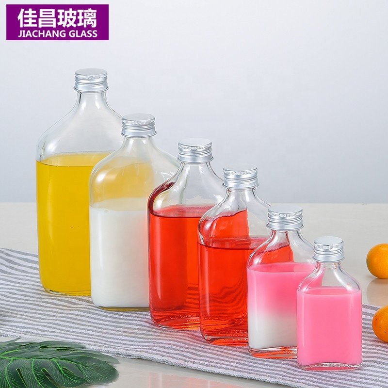 Wholesale Flat Beverage Glass Bottle Small Bottle Empty Wine Bottle