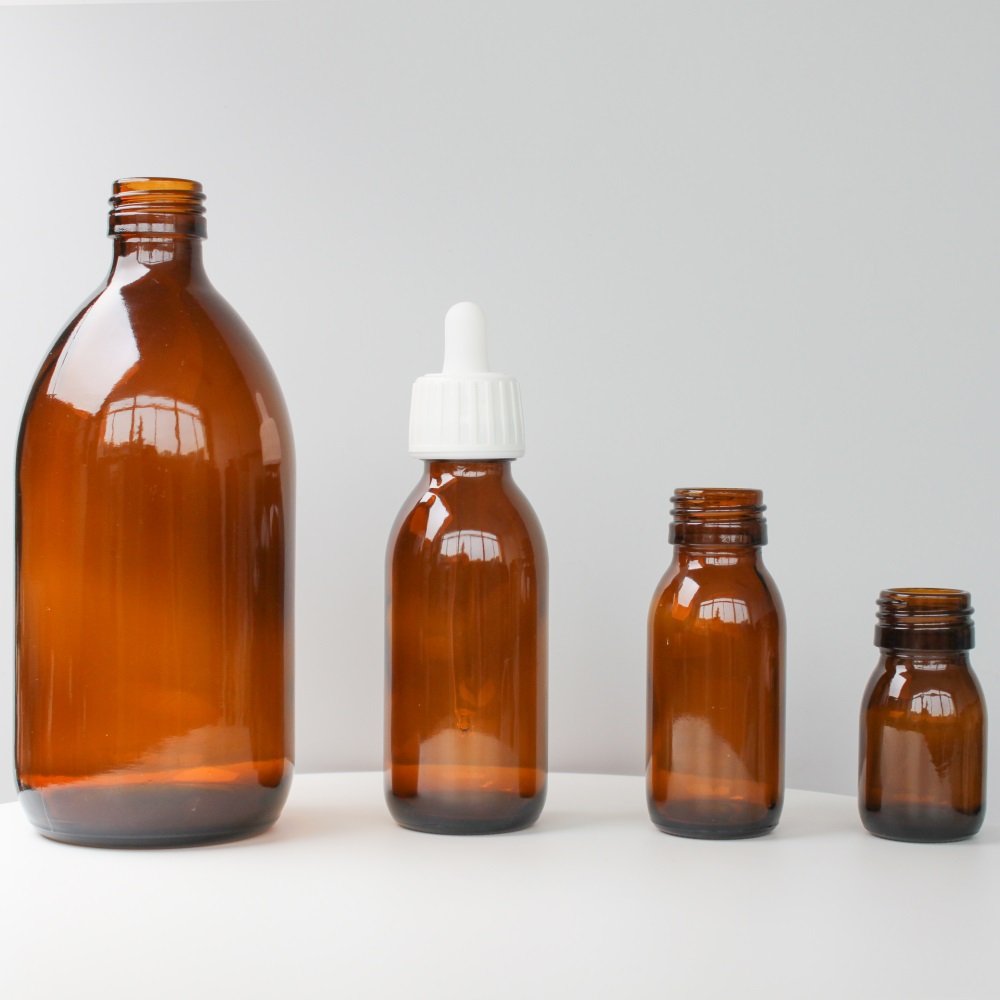 Empty Clear Oral Liquid Glass Bottle 30ml 60ml 100ml 300ml Round Potion Syrup Glass Bottle