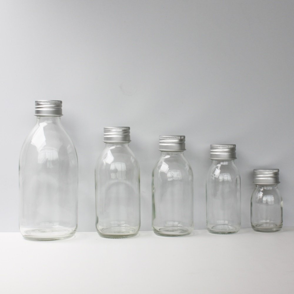 Empty Clear Oral Liquid Glass Bottle 30ml 60ml 100ml 300ml Round Potion Syrup Glass Bottle