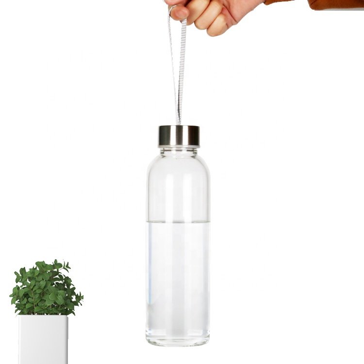 18 oz Glass Water Bottles with Nylon Sleeve Beverage and Juice Container