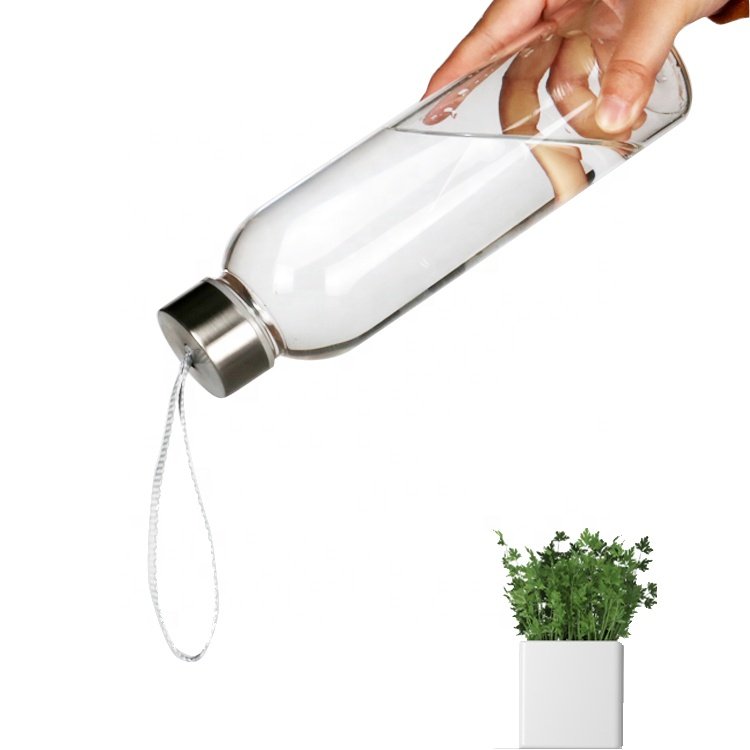 18 oz Glass Water Bottles with Nylon Sleeve Beverage and Juice Container