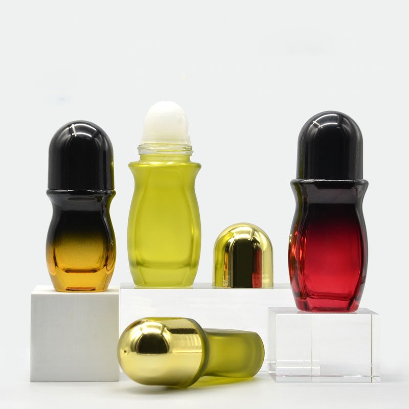 Hot sale new design 30ml 50ml attar glass bottle perfume empty roll-on glass bottles