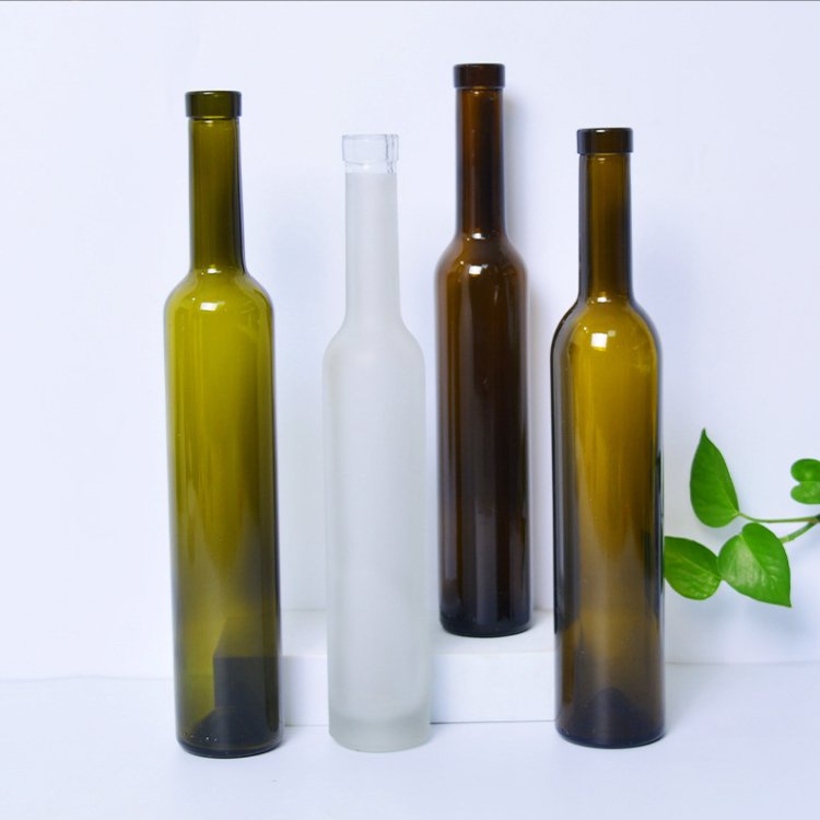 Clear Amber Black 375ml 500ml 750ml Bellissima Long Neck Portable Vodka Frosted Ice Wine Glass Bottle