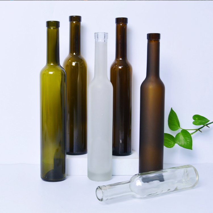 Clear Amber Black 375ml 500ml 750ml Bellissima Long Neck Portable Vodka Frosted Ice Wine Glass Bottle