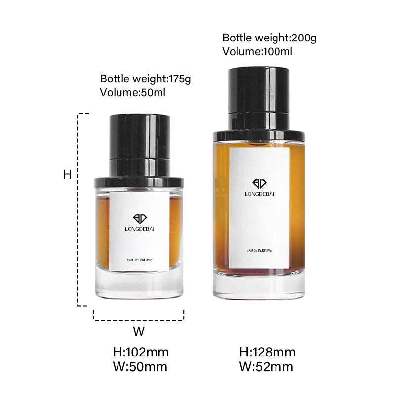 Wholesale round clear perfume glass bottle 50ml 100ml luxury perfume bottle with magnetic cap