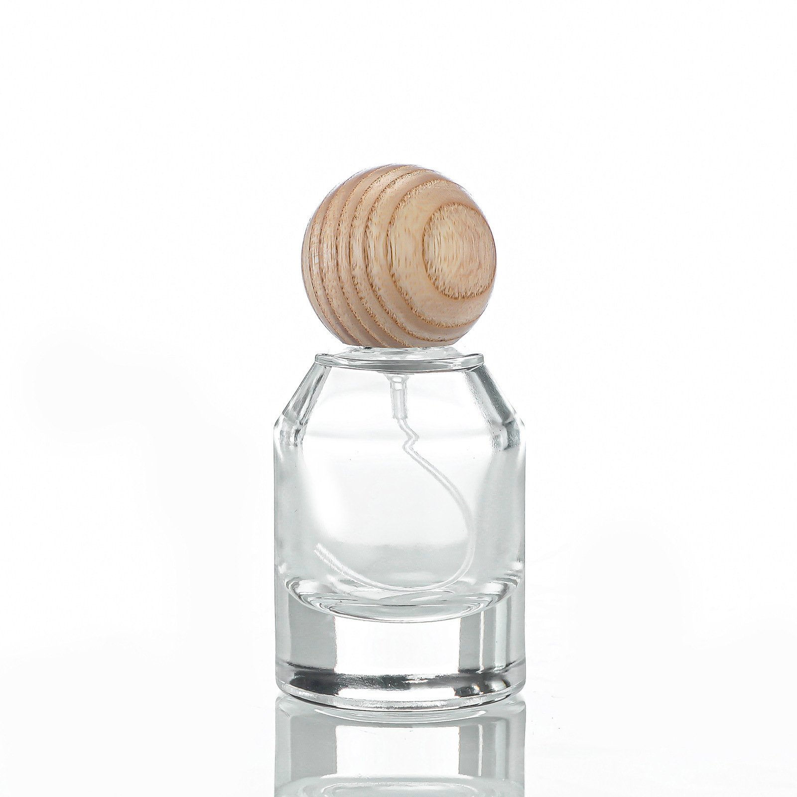 Perfume glass bottle luxury 30ml 50ml 100ml with crimp sprayer wood caps