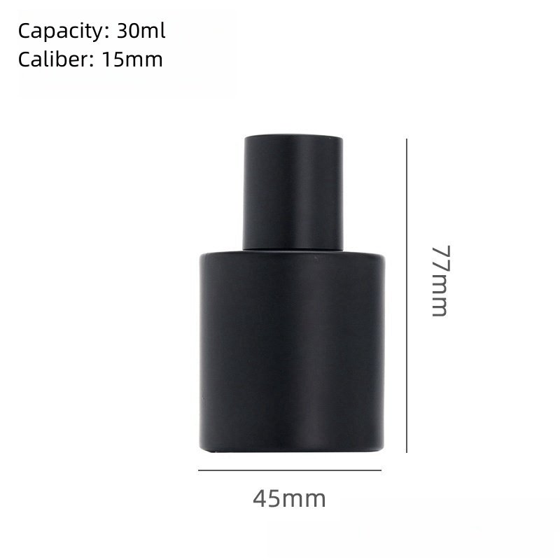 Wholesale Black Glass Perfume Bottle 50ml 30ml Round Perfume Glass Bottle With Black Cap