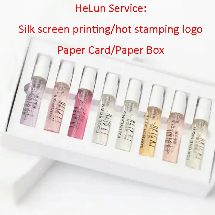HeLun Factory 2ml 3ml 5ml Sample Tester Crimp Neck Perfume Glass Bottle With Sprayer Cover
