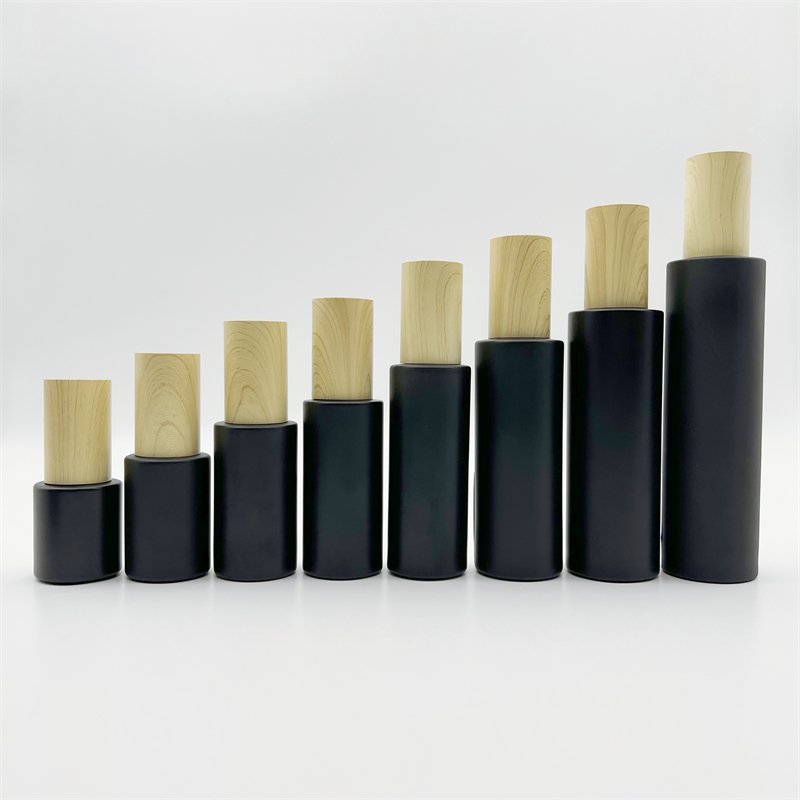 China Factory Direct 20ml 30ml 40ml 50ml 60ml 80ml 100ml 120ml Matte Black Empty Cosmetic Glass Bottles with Lotion Pump Spray