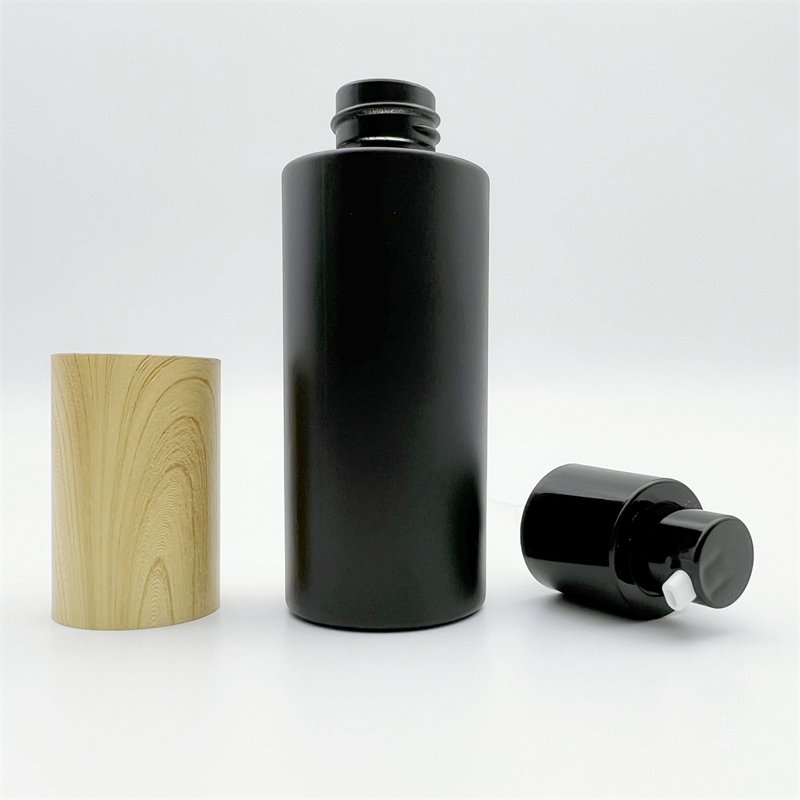 China Factory Direct 20ml 30ml 40ml 50ml 60ml 80ml 100ml 120ml Matte Black Empty Cosmetic Glass Bottles with Lotion Pump Spray