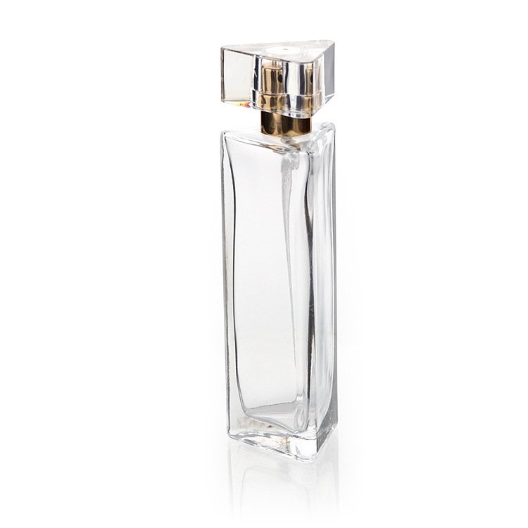 Spot triangle transparent glass perfume bottle 30ml50ml bayonet fine spray bottle glass bottle body