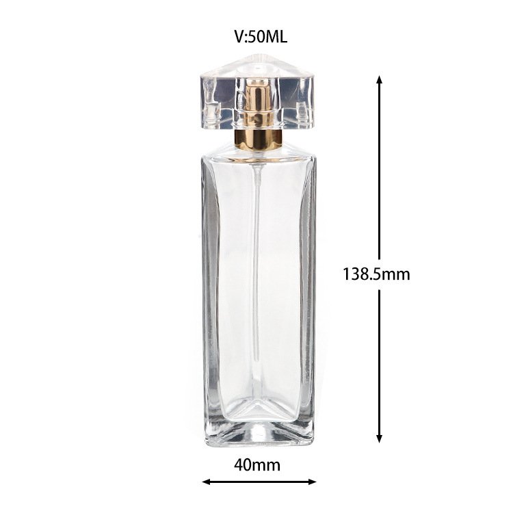 Spot triangle transparent glass perfume bottle 30ml50ml bayonet fine spray bottle glass bottle body