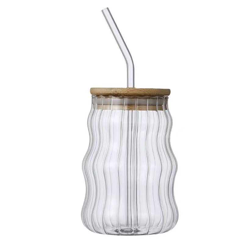 Ins Glass Cup Heat-resistant Tumbler Drinkware Transparent Tea Juice Milk Coffee Mug Home Water Glasses Stripe Mug