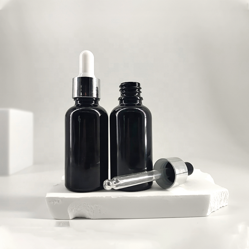 10ml 15ml 20ml 30ml 50ml100ml black screw plastic lid cosmetic bottle flask with dropper essential oil glass bottle