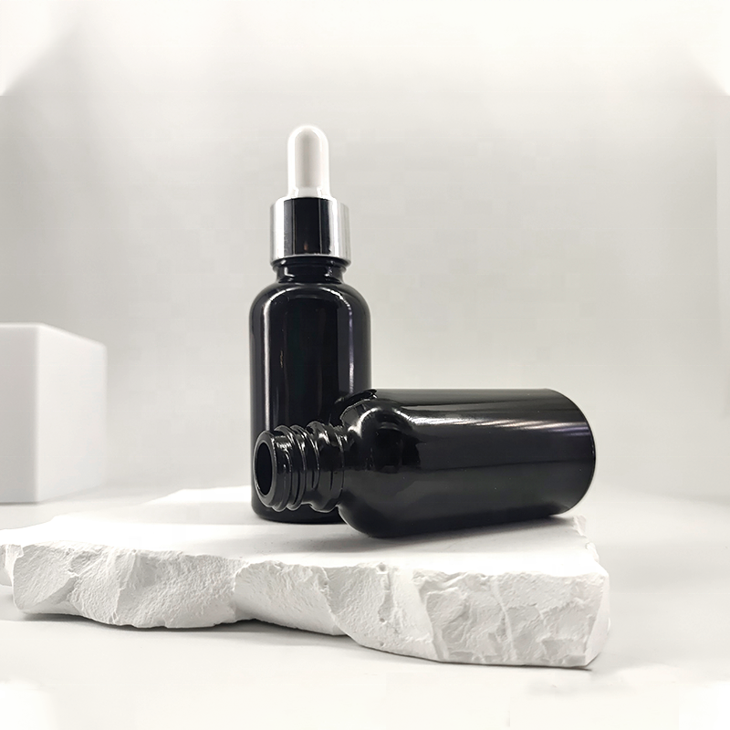 10ml 15ml 20ml 30ml 50ml100ml black screw plastic lid cosmetic bottle flask with dropper essential oil glass bottle