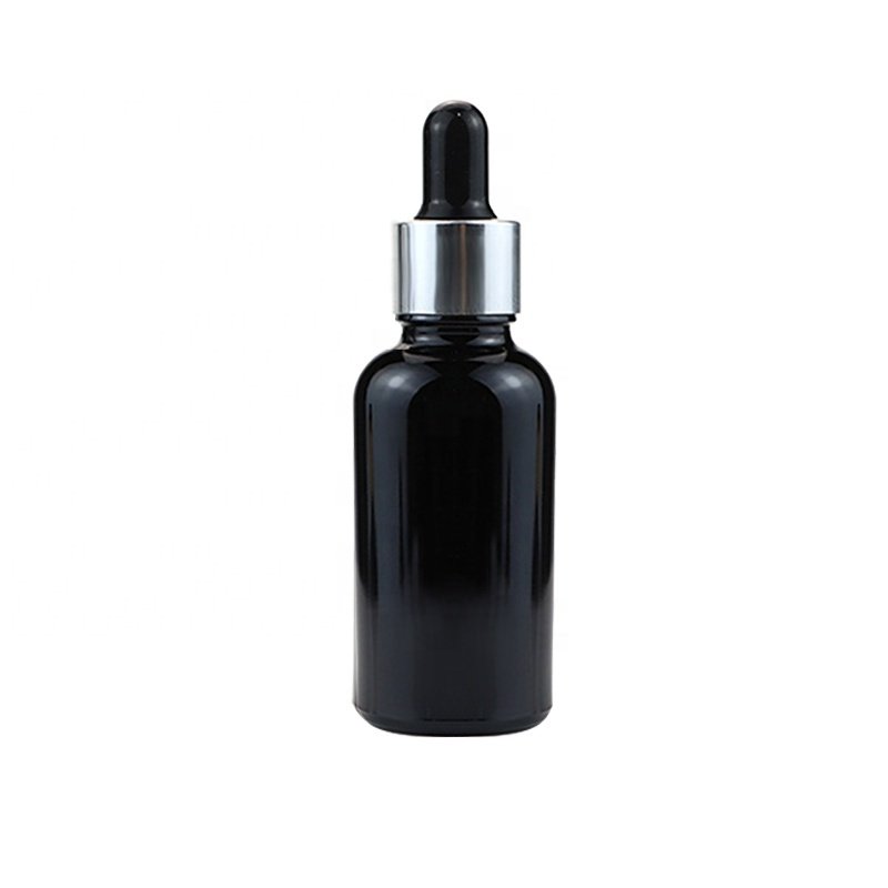 10ml 15ml 20ml 30ml 50ml100ml black screw plastic lid cosmetic bottle flask with dropper essential oil glass bottle