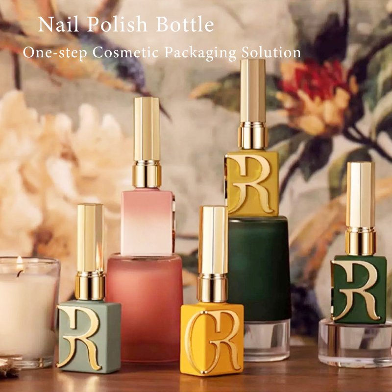 15ml 12lm Luxury High Quality Custom Square Nail Polish Bottle metal logo 12ml 15ml New style Empty nail Polish Glass Bottles