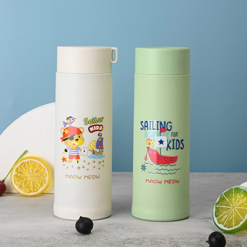 Custom Logo Printed 400ml Cartoon Portable Double Wall Bpa Free Promotional Glass Tumbler Water Bottle