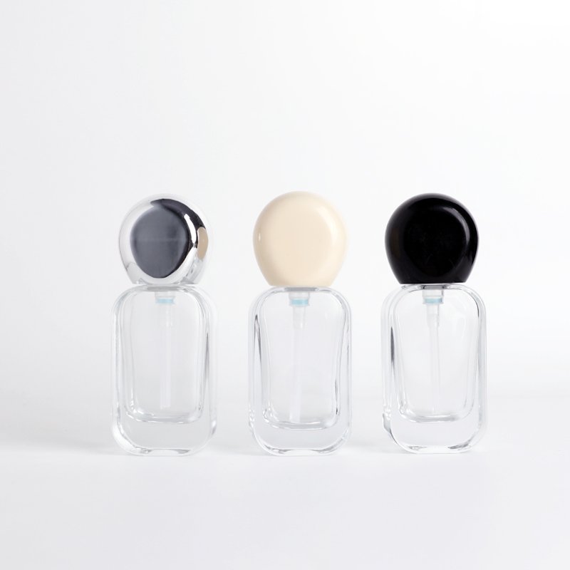 New 30ml thick bottom flat square transparent liquid foundation bottle glass cosmetic emulsion bottle wholesale