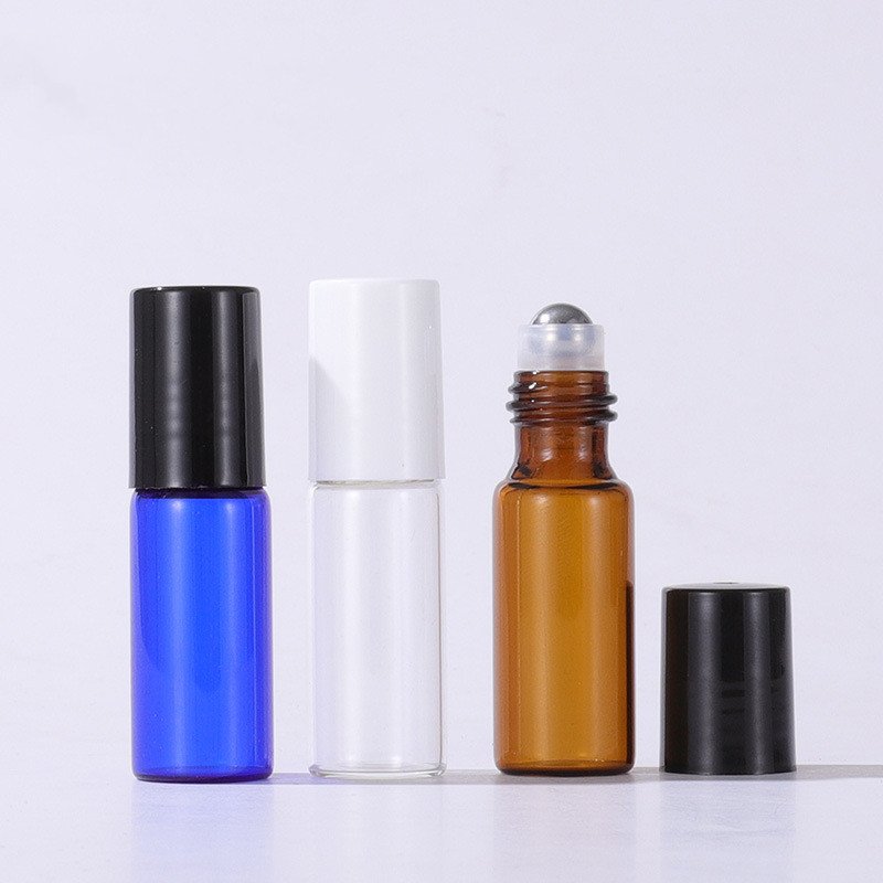 1ml 2ml 3ml 5ml Blue Glass Vials Roll On Bottle Glass Bottle with Stainless Steel Roller Ball For Tester Perfume Bottle