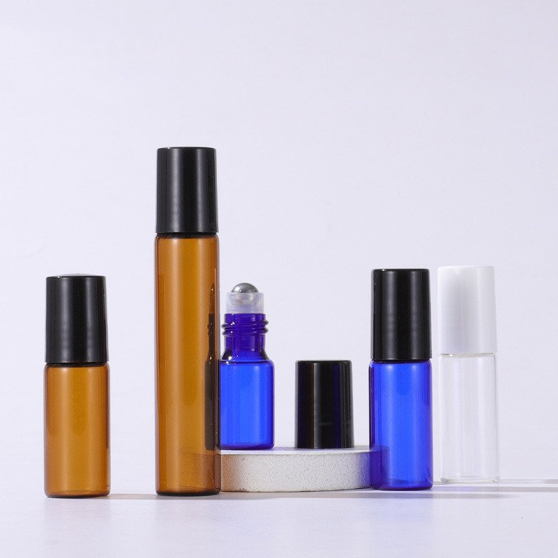 1ml 2ml 3ml 5ml Blue Glass Vials Roll On Bottle Glass Bottle with Stainless Steel Roller Ball For Tester Perfume Bottle
