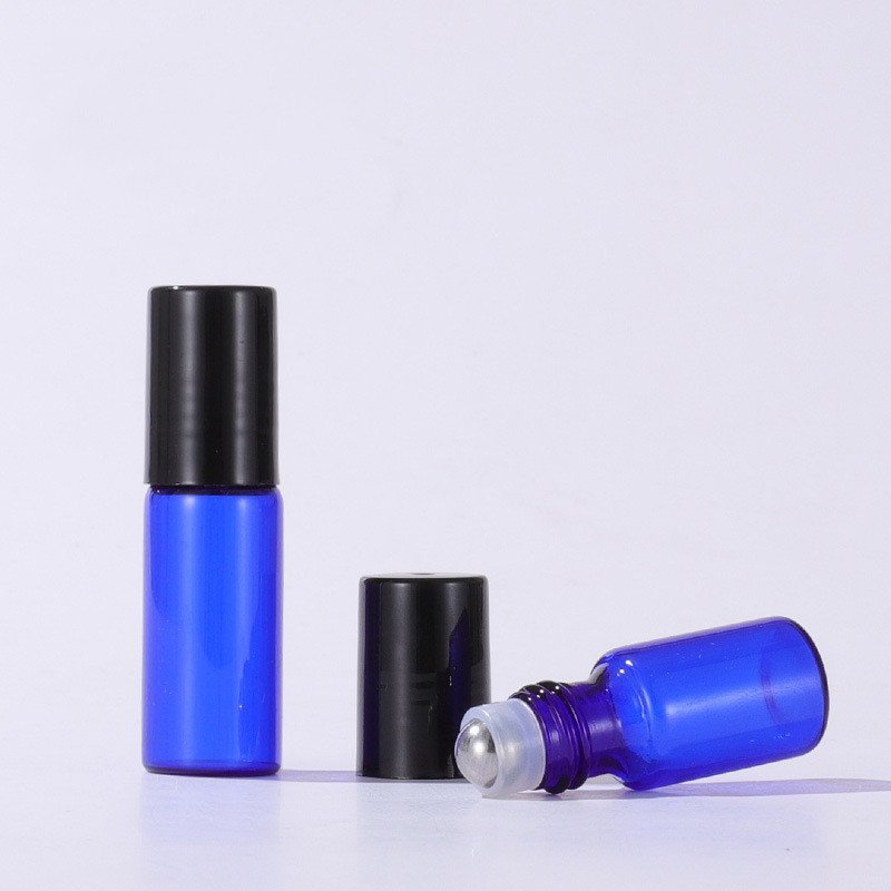 1ml 2ml 3ml 5ml Blue Glass Vials Roll On Bottle Glass Bottle with Stainless Steel Roller Ball For Tester Perfume Bottle