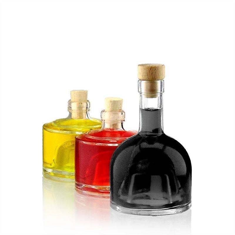 Unique 200ml glass bordeaux wine bottle central depression bottom stacked glass bottle metal cap closure